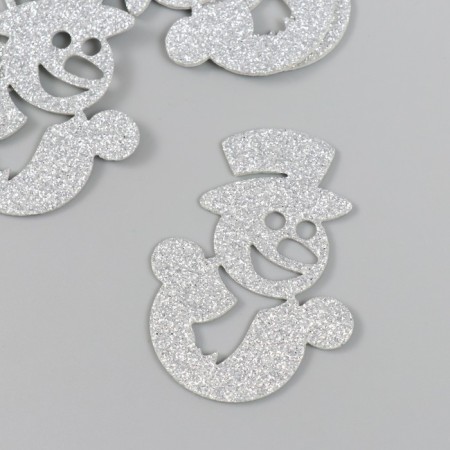 Decor "Snowman" silver 4.5x6 cm set 5 pcs foam glitter