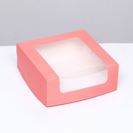 Confectionery packaging with a window, pink, 18 x 18 x 7 cm