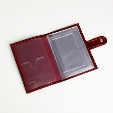 Cover for auto documents on the button, Textura, burgundy color-4