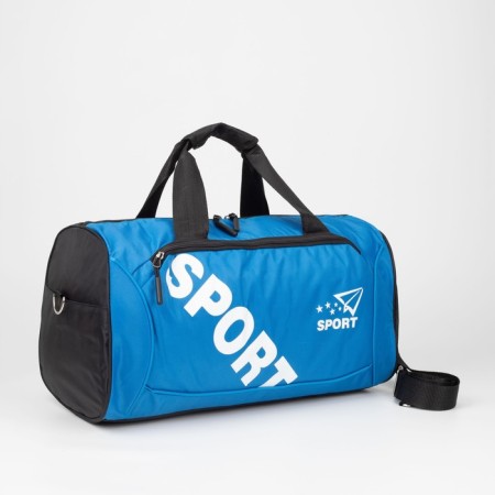 Sports bag with lightning, 3 outer pockets, long belt, blue color