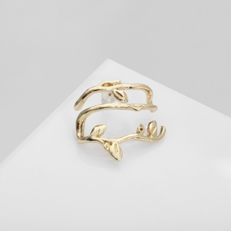 Earring "Kaff" Branch with leaves, color gold-1