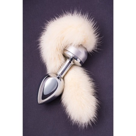 Anal plug Metal by Toyfa, silver, with a white tail, 32 cm, d = 2.9 cm-7