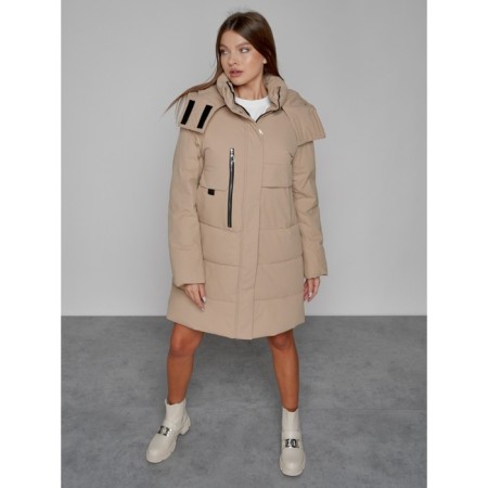 Coat insulated winter female, size 48, color light brown-10