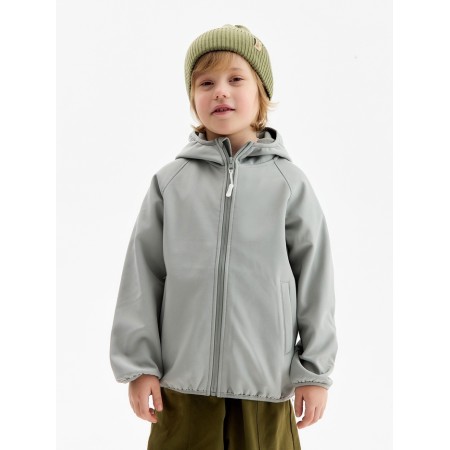 Demisason windbreaker for Minaku boys from SoftShell on fleece, waterproof, gray, height 134 cm-2