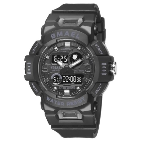 The watch is electronic, with an alarm clock, D-5.3 cm, strap L-27 cm, 5 atm, black
