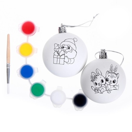 New Year's set for creativity. Christmas balls for coloring "New Year! Magic near ", 2 pcs, paints-4