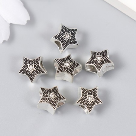 Busina for creativity Metal "Star" silver, rhinestone 1.1x1.1 cm-1