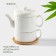 Porcelain tea set on the bamboo stand Bellatenero "Ornament", 2 items: kettle 400 ml, mug 280 ml, white color