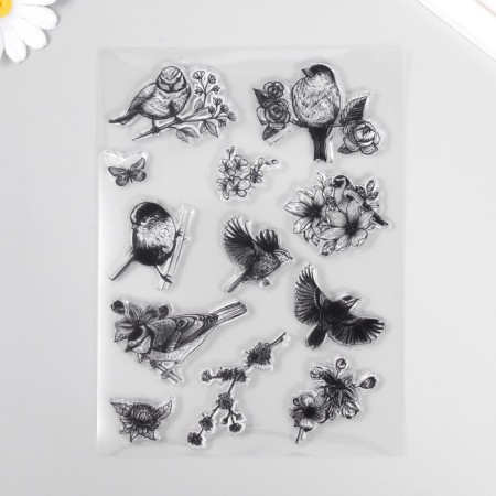 Stamp for creativity "Birds and flowers" 14.5x20x0.3 cm
