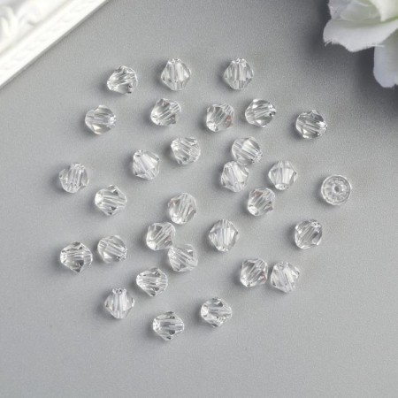 Glass beads (set 30 pcs), 6x6 mm transparent