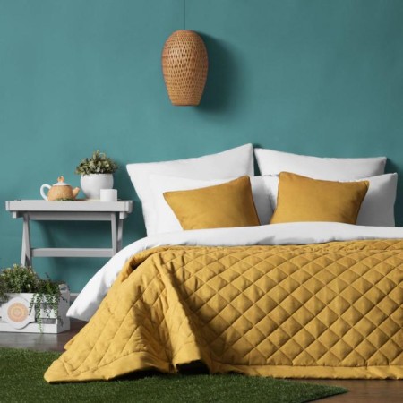 Cover with pillowcases "Kim", size 160x220 cm, mustard color
