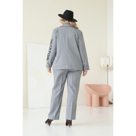 Female costume: jacket, trousers, size 48, gray color-9