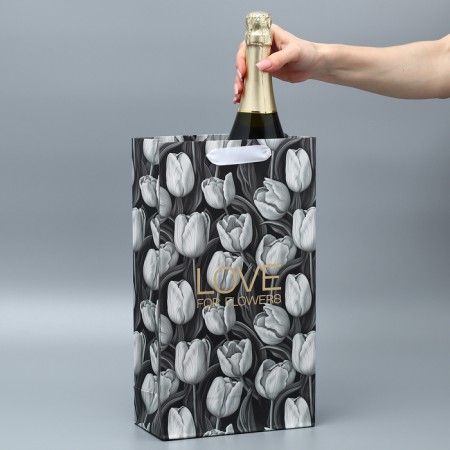 Gift package for two bottles, packaging, tulip, embossing, 35 x 20 x 9 cm-1