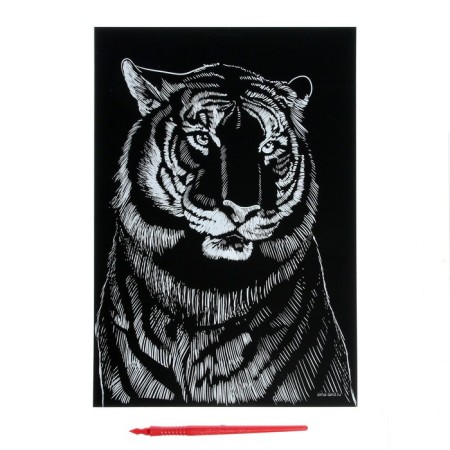 Engraving "Tiger" with a metallic effect "Gold" A4-3