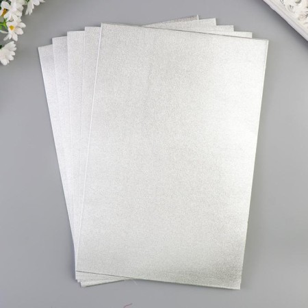Foamiran metallized "silver" 2 mm format A4 set of 5 sheets-2
