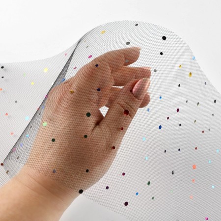 Fatin with multi -colored sparkles, 15 cm, 11 ± 1 g/sq.m, 23 ± 1 m, black color No. 40-3