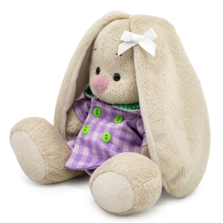 Soft toy "Bunny Mi", in a checkered coat with a hood, 15 cm-1