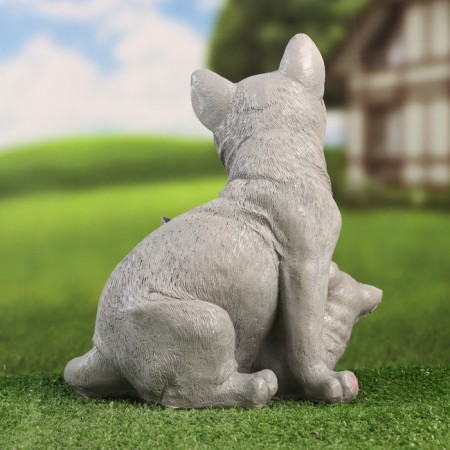 Garden figure "Cat with kittens" gray, 27x22x15cm-2