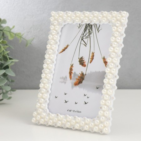 Photo frame plastic 10x15 cm "Pearls and rhinestones" straight angles 17.5x12.5 cm-1