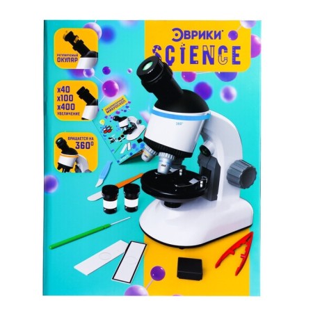 Game set "Laboratory microscope", a rotating lens with backlight, an increase in X40, 100, 400-10