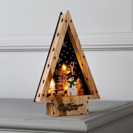 LED figure "Snowman" 14 × 22.5 × 4 cm, wood, batteries AAAX2 (not in the kit), glow warm white