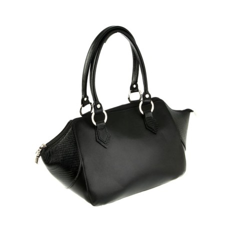 Women's bag with lightning, 1 department with a partition, external pocket, black color