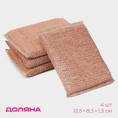 Set of scraper sponge with metal thread of the share, 5 pcs, 12.5 × 8.5 × 1.5 cm