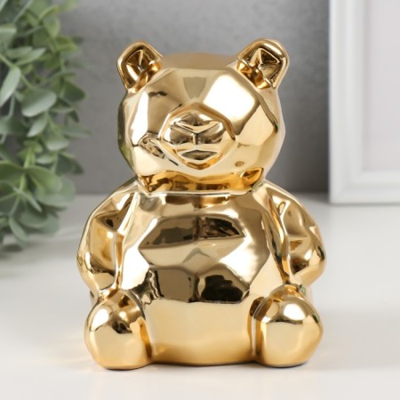Piggy bank Ceramics "Bear 3D Branch" gold 11x9.5x14.3 cm