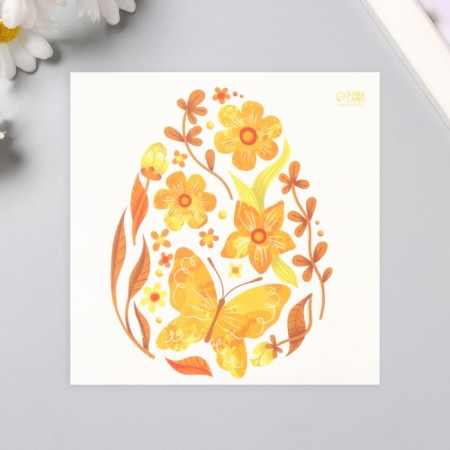 Tattoo on the body color "Egg with yellow patterns" 10x10 cm