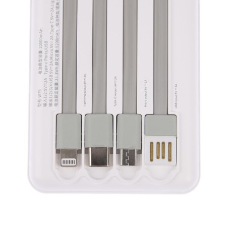 External BYZ W79, 10,000 mAh, Type-C, USB, 2 A, display, cable 4, display, white-7