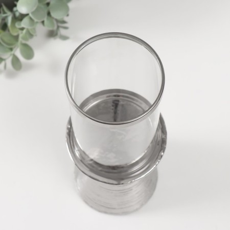 Ceramics candlestick, glass per 1 candle "Desert" d = 8 cm silver 9.5x9.5x27 cm-2