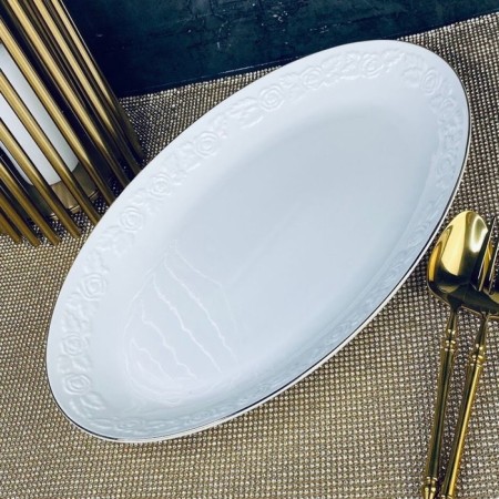 Oval Lenardi dish "White Rose", length 36 cm
