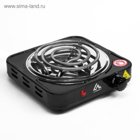 Electric tile Luazon LHP-001, 1 burner, 1000 watts, heater spiral, black-1