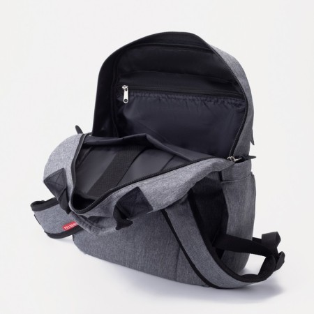Male backpack on lightning, rise, external pocket, gray color-5