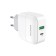 Network charger Borofone BA46A, USB Qc3.0 3 A, Type-C PD 3 A, white