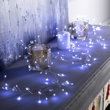 Girlyanda "Mishura" 2 m dews with nozzles "petals", IP20, silver thread, 100 LED, white glow, AAX3