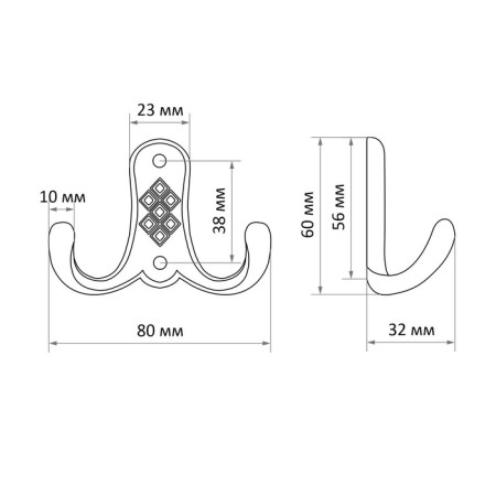 Hook furniture tundra TKD024, two -rod, gold-4