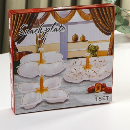 Menzhitsa ceramic 4 cells "Bohemia", 25.5 × 4 cm, white color-3
