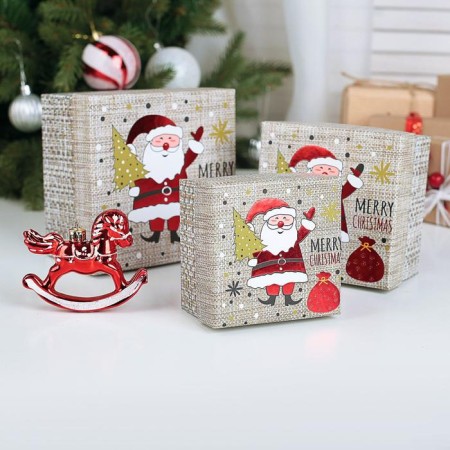 Set of boxes 3 in 1 "Merry Christmas!", 13 x 13 x 8 - 9 x 9 x 6 cm