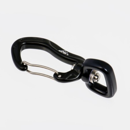 Carabiner with a latch and a swivel, 7x3 cm, 700 kg, black-2