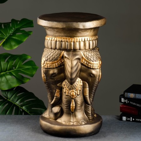 Figure - stand "Three elephants" 28x28x50cm, black gold-2