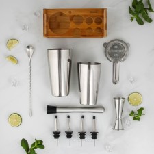 Olander bartender set, 10 items on a stand, stainless steel, silver