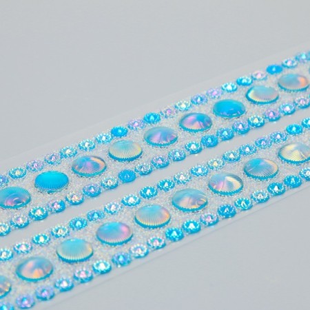 Sticker of rhinestones plastic "circles with microbiser" MIX 31.5x6.7 cm-3