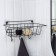Basket with 3 hooks, 37 × 20 × 19.5 cm, black color
