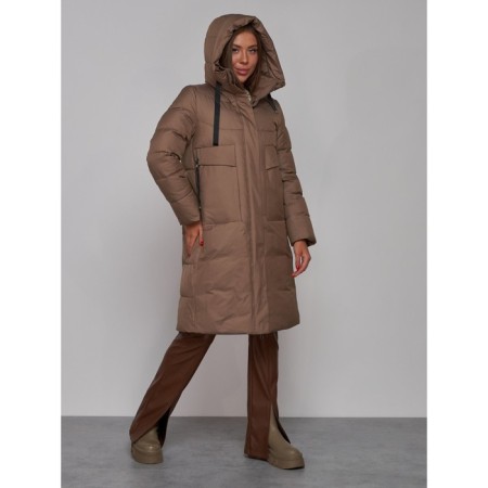 Coat insulated winter female, size 46, brown color-6