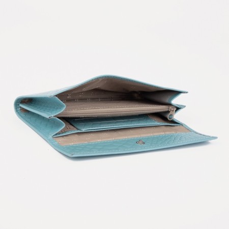 Women's wallet on the Textura button, blue color-2