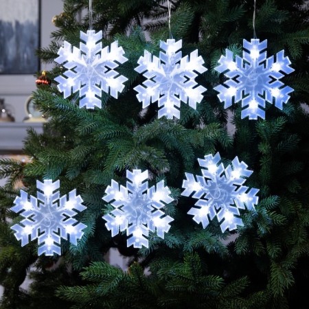 Garland “thread” 2 m with nozzles “Matova Snowflake”, IP20, transparent thread, 36 LED, white glow, 220 V-1