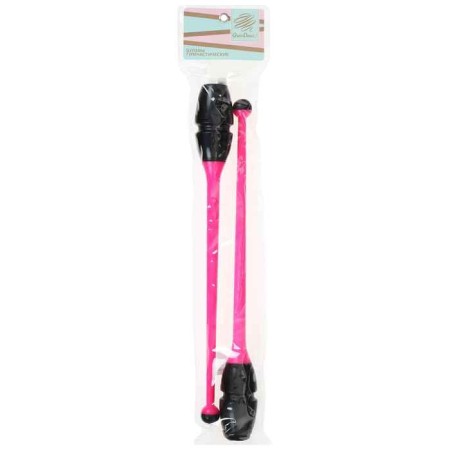 Bulas for rhythmic gymnastics inserted Grace Dance, 36 cm, pink/black color-7