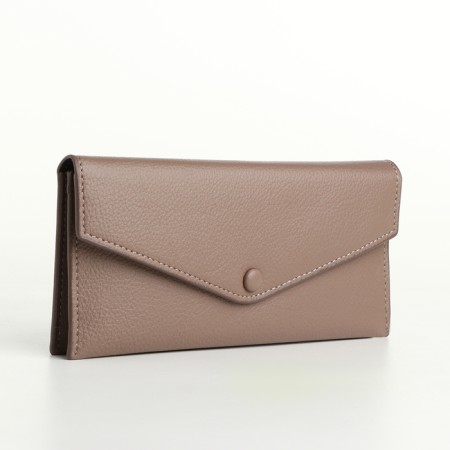 Women's wallet on the button, beige color
