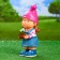 Garden figure "Girl-Gnom with a Flower" 15x13x32cm